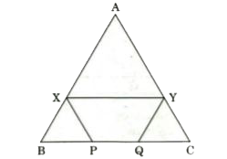 In the figure given below, ABC is an equilateral triangle with each side of length 30 cm. XY is parallel to BC, XP is parallel to AC and YQ is parallel to AB. If XY + XP + YQ is 40 cm, then the value of PQ is