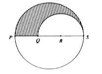 Let PQRS be the diameter of a circle of radius 9 cm. The length PQ,QR and RS are equal Semi-circle is drawn with QS as diameter ( as shown in the given figure). What is the ratio of the shaded region to that of the unshaded region ?