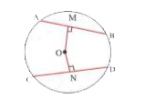 Ratio of circumference and radius of a circle is equal to      If AB = CD and O is the centre of circle then which of the following can be the values of OM and ON (in cm), respectively?