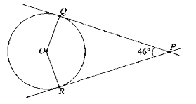 If PQ and PR  are two tangents to ta circle with centre O. if  angle QPR = 46^(@)  ,  then  angle QOR  is equal to