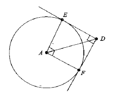 In figure DE and DF are tangents from an external point D to a circle with centre A. if DE = 5 cm and De  bot DF, then radius of the circle is