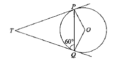 In the figure , if TP  and TQ are tangents drawn from an external point T to a circle with centre O such that  angle TQP = 60 ^(@) ,