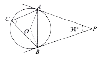 In figure , tangents PA and PB are drawn to a circle such that  angle APB = 30^(@)   and chord AC is  drawn parallel to the tangent  PB then  angle ABC =