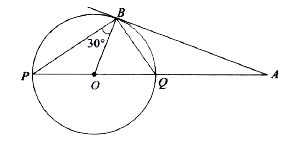 In the given figure , AB is a tangent to the circle with centre O and  angle BPQ = 40 ^(@)  . Find PQ : AQ.