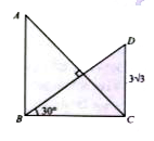 ABC and DCB are two right angled triangles in which ABC=90^(@),DCB=90^(@),DBC=30^(@) and AC|BD. If DC=3sqrt(3) cm, find the length of AB.
