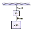 If the ratio of lengths, radii and Young's moduli of steel and brass wires in the figure are a,b and c respectively, then the corresponding ratio of increase in their length is