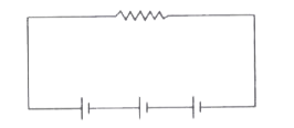 Three cells are connected to an external resistance as shown in the figure. Each of the cells has emf 10 V and internal resistance 2Omega.      If the external resistance is 6Omega. Find the current in the circuit.