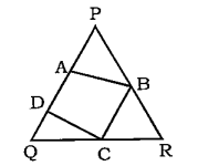 In the given, figure, PQR is a triangle and quadrilateral ABCD is inscribed in it. QD = 2 cm, QC= 5 cm, CR= 3cm, BR = 4 cm,
PB=6cm, PA=5cm and AD =3 cm. What is the area (in cm^2)of the quadrilateral ABCD?  
दी गई आकृति में, PQR एक त्रिभुज है तथा
चतुर्भुज ABCD उसमें अंकित किया गया है।
QD = 2 से.मी. QC = 5 से.मी. CR=3 से.मी. BR = 4 से.मी. PB = 6 से.मी. PA = 5 सेमी. तथा AD =3 सेमी. है। चतुर्भुज ABCD का क्षेत्रफल (से.मी.^2 में क्या है?