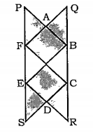 In the given figure, ABCDEF is a regular hexagon whose side is 6cm. APF, QAB, DCR and DES are equilateral triangles. What is the area (in cm^2) of the shaded
region?  
दी गई आकृति में, ABCDEF एक सम षट्भुज
है जिसकी भुजा 6 सेमी. है। APF, QAB, DCR तथा DES समबाहु त्रिभुज है। आच्छादित भाग का क्षेत्रफल (सेमी^2 में) क्या है ?