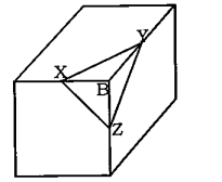 A right triangular pyramid XYZB is cut from cube as shown in figure. The side of cube is 16cm. X, Y and Z are mid points of the
edges of the cube. What is the total surface area (in cm^2) of the pyramid?   जैसा कि आकृति में दर्शाया गया हे कि एक
घन से एक समकोणीय त्रिभुजाकर पिसमिड
XYZB काटा गया है। घन को भुजा 16 सेमी. है। X, Y तथा Z घन के शीर्षों पर मध्य बिन्दु है। पिसमिड का कूल पृष्ठीय क्षेत्रफल (सेमी^2 में) क्या है ?