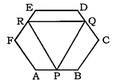 In the given, ABCDEF is a regular hexagon of side 12cm. P, Q and R are the mid points of the sides AB, CD and EF respectively. What is the area (in cm^2) of triangle PQR?   
दी गई आकृति में , ABCDEF एक सम षट्भुज है जिसकी भुजा 12 से.मी.? है। P, Q तथा R क्रमशः  भुजाओं AB, CD तथा EF के मध्य बिन्दु है। त्रिभुज PQR का क्षेत्रफल (से.मी.^2 में) क्या है?