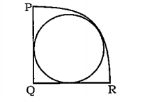 In the given figure, PQR is a quadrant whose radius is 7cm.A circle is incribed in the quadrant as shown in the figure.What is the area (in cm^2) of the circle?  
दी गई आकृति में, PQR एक वृत्त-खण्ड है जिसकी त्रिज्या 7 से.मी. है। जेसा कि आकृति में दर्शाया गया है कि वृत्त-खण्ड में एक वृत्त को अंकित किया गया हें वृत्त का क्षेत्रफल
(से.मी.^2 में) क्या है?