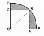 दी गई आकृति में, एक चतुर्थांश OPBQ के अन्तर्गत एक वर्ग OABC बना हुआ है। यदिOA = 20 सेमी है तो छायांकित भाग का क्षेत्रफल ज्ञात कीजिए।