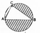 संलग्न आकृति में,AB वृत्त का व्यास है, AC = 6 सेमी और BC = 8 सेमी है। छायांकित भाग का क्षेत्रफल ज्ञात कीजिए।