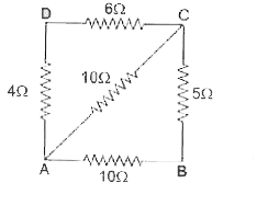 सलगन परिपथ में प्रदर्शित प्रतिरोधों के संयोग के लिए बिन्दुओ (i) A व B के बीच, (ii) A व  D के बीच तथा (iii) A व C के बीच तुल्य प्रतिरोध ज्ञात कीजिए।