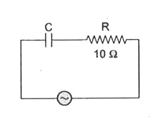 संधारित्र की धारिता ज्ञात कीजिए जिसे अब 10 ओम प्रतिरोधक के साथ श्रेणीक्रम में जोड़ा जाता है तो शक्ति गुणांक 0.5 के बराबर हो जाता है। प्रत्यावर्ती सप्लाई वोल्टेज 80V- 100 Hz है।