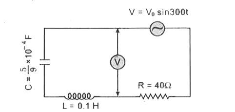 निम्नांकित परिपथ में लगा वोल्टमीटर (V) 30 वोल्ट पढ़ता है, तो V0  का मान ज्ञात कीजिए।