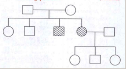 Study the given pedigree chart and answer the follwing question: is the trait autosomal or sex linked? Justify your answer.