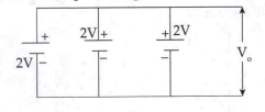 Choose correct alternative.   Total output voltage is 
  A. 2//3 V

  B. 3//2V

  C. 2V
  D. 6V