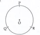 In the adjoining figure, a circle with centre 'O', arc PQ=arc QR=arc PR. Find measure of each arc.