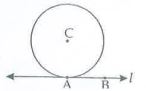 In the adjoining figure, the radius of a circle with centre C is 6 cm. Line AB is a tangent at A. d(A,B)=6 cm, find d(B,C).