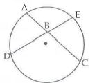 In the adjoining figure,chord AC and chord DE intersect at point B.If /ABE=108^@ and m(arc AE)=95^@,then find m(arc DC).