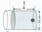 As shown in the figure, a cylindrical glass contains water. A metal shpere of diameter 2 cm is immersed in the water. Find the volume of water.