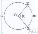 In the adjoining figure, the radius of the circle is 7 cm and m (arc MBN) = 60^@ Find (iii) A (O- MCN)