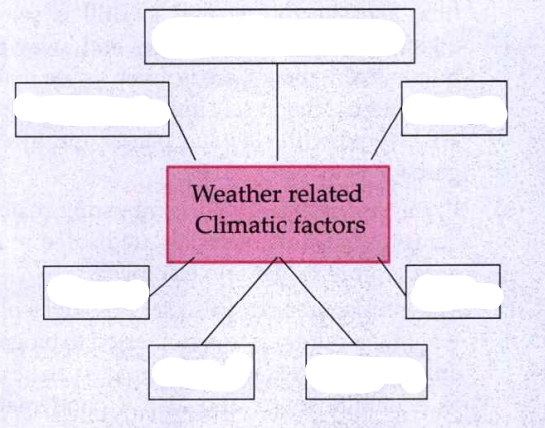 Complete the following concept chart:   Weather related climatic factors