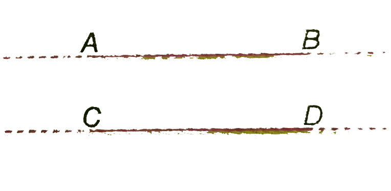 A long horizontal wire AB, which is free to move in a vertical plane and carries a steady current of 20 A, is in equilibirum at a height of 0.01 m over another parallel  long wire CD, which is fixed in a horizontal plane and carries a steady current of 30 A as shown in figure. Show that when AB is slightly depressed, it executes simple harmonic motion. Find its period of oscillations.