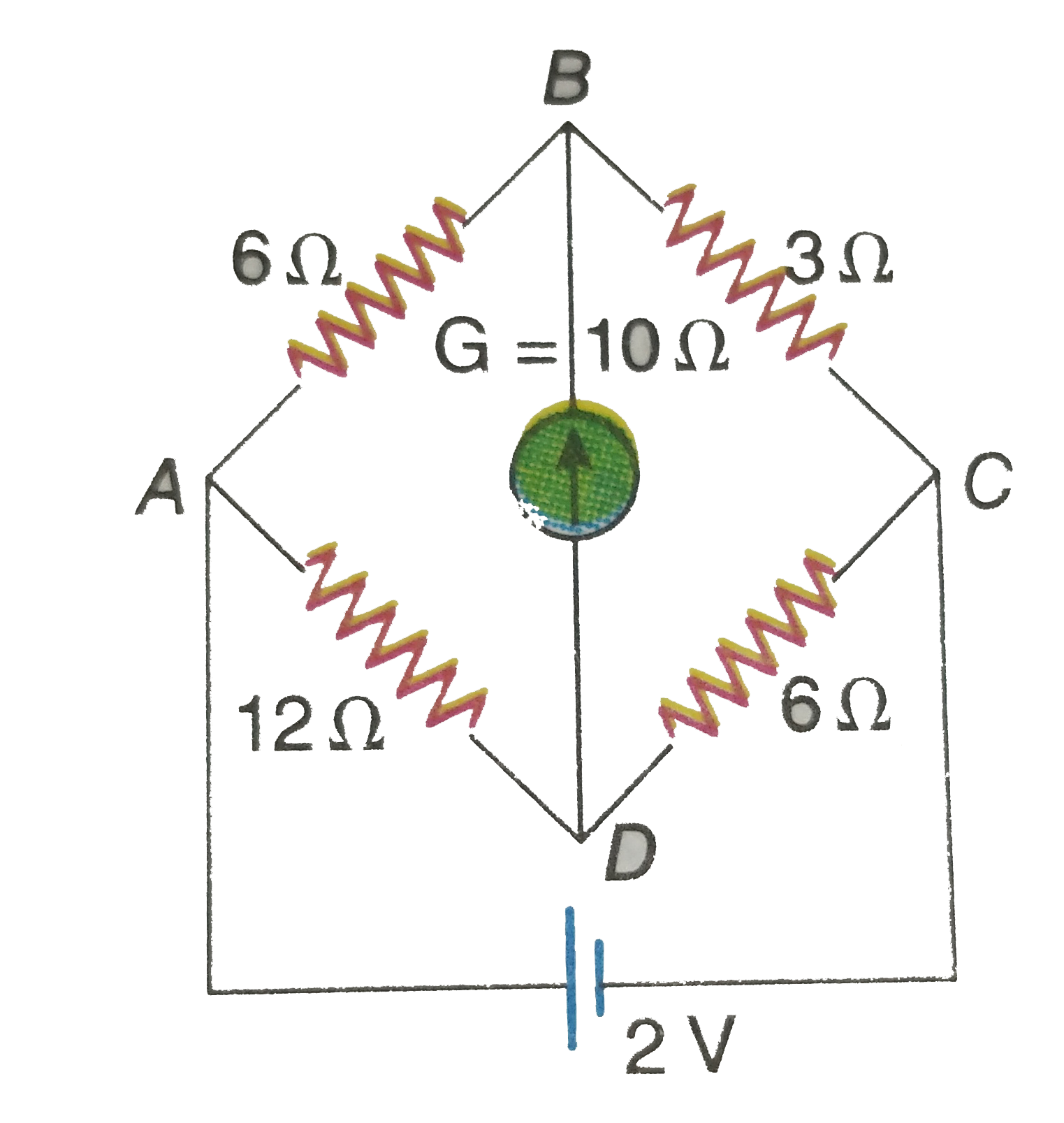 Select the correct answer out of the options given against each question and write in the box provided on rigth hand side bottom:   In the circuit AB = 6Omega,