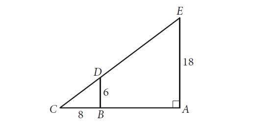 In the figure above, bar(BD) is parallel to bar(AE). What is the length of bar(CE) ?