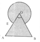 Find the area of the shaded region where a circular  are of Radius 6 cm has been drawn with the vertex 'O'  of an equilateral  Triangle OAB of side 12cm as centre.       OR   From each corner of a square of  side 4 cm a quadrant of a circle of radius 1cm is cut and also a circle of diameter 2 cm is cut as show in Fig, Find the area of the remaining portion of the square.