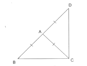 triangleABC is an isosceles triangle in which AB= AC. Side BA is produced to D such that AD = AB. Show that angleBCD is a right angle.