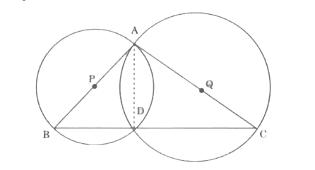 If circles are drawn taking two sides of a triangle as diameters, prove that the point of intersection of these circles lie on the third side.