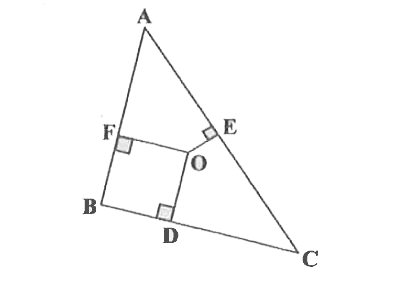 In fig . O  is a point in the interior of a triangle ABC , OD bot BC , OE bot AC and OF bot AB . Show that      (i)   OA^(2) + OB^(2) + OC^(2) - OD^(2) - OE^(2) - OF^(2) = AF^(2) + BD^(2) + CE^(2)         (ii)   AF^(2) + BD^(2) +CE^(2) +AE^(2) +CD^(2)+BF^(2)  .