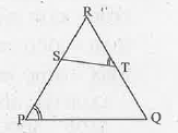 angleP = angleRTS. ಆಗಿರುವಂತೆ  S ಮತ್ತು T ಗಳು trianglePQRನ  PR ಮತ್ತು  QR  ಬಾಹುಗಳ ಮೇಲಿನ ಬಿಂದುಗಳು ಆದರೆ, triangleRPQ ~ triangleRTS  ಎಂದು  ಸಾದಿಸಿ..