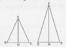 AD ಮತ್ತು  PM ಗಳು  ಕ್ರಮವಾಗಿ ಮತ್ತು  trianglePQR ನ   ಮಧ್ಯರೇಖೆಗಳಾಗಿದ್ದು triangleABC ~ trianglePQR  ಆದರೆ (AB)/(PQ) = (AD)/(PM) ಎಂದು ಸಾಧಿಸಿ.