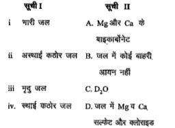 सूची I और II का सुमेलित कीजिए तथा दिये गये कोड के आधार पर सही उत्तर का चयन कीजिए -