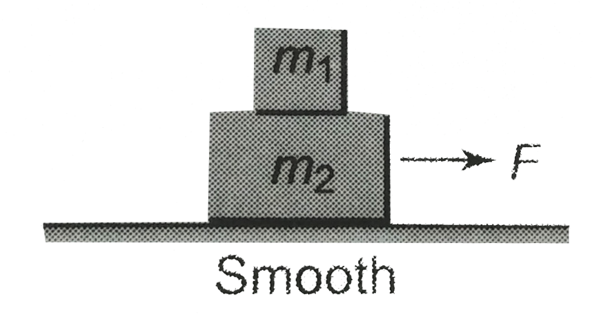 The friction coefficient between the blocks is mu. If force F is applied on the lower block , analyse motion of two blocks.