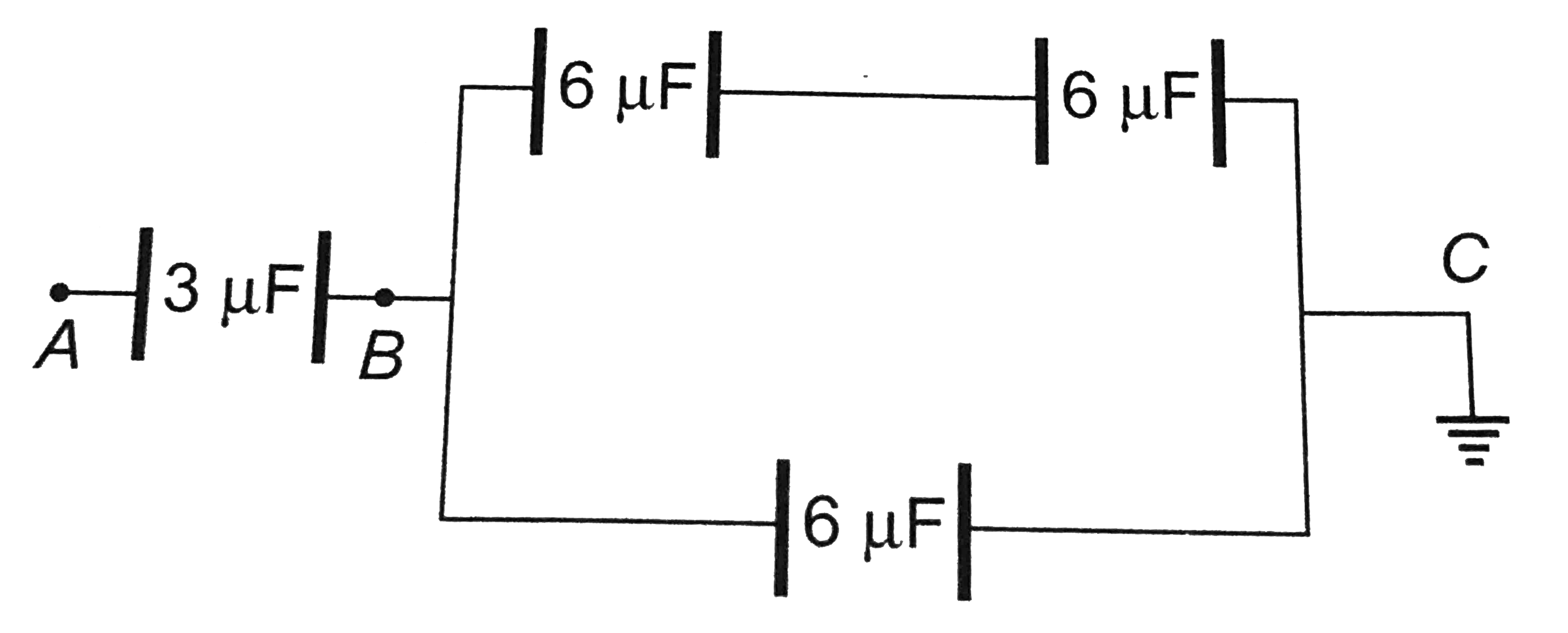 In the given circuit if point C is connected to the earth and a potential of +80V is given to the point A, the potential at B is
