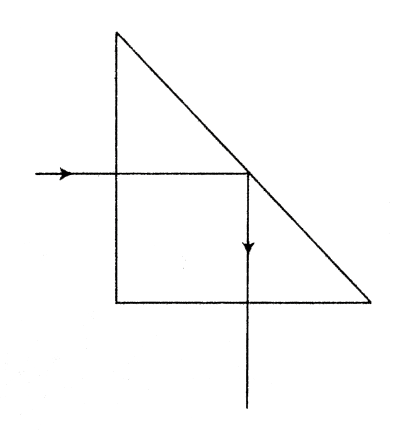 A ray of light incident normally on one of the faces of a right-angle isosceles prism is found to be totally reflected as shown in the figure. What is the minimum value of the refractive index of the material of the prism? When the prism is immersed in water, trace the path of the emergent ray for the same incident ray, indicating the values of all the angles (muomega=4//3).
