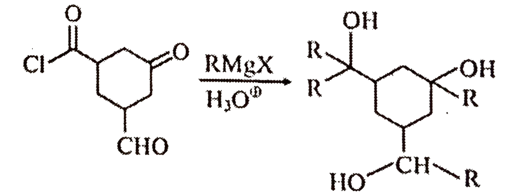 How many molecules of RMgX are consumed in the above given reaction ?