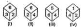 The four different positions of a dice are given below   Then, which number will be opposite to 6?