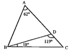 आकृति में ABC एक  त्रिभुज है  angle ABC  की माप डिग्री में है,