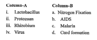 Match the organisms in Column A with their actions in Column B:       The correct matching is: