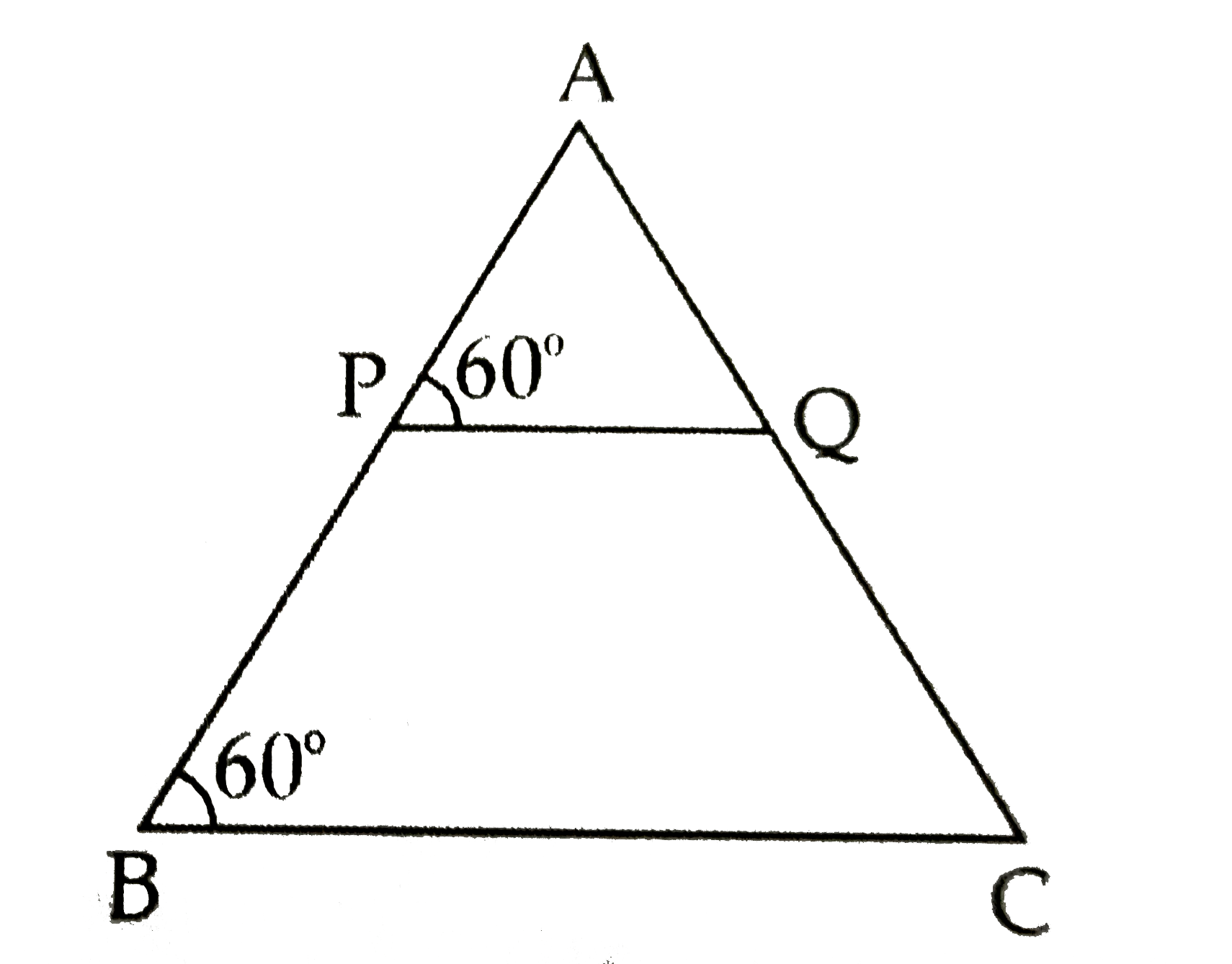 Measurements of the some angles in the figure are given . Prove that (AP)/(PB)=(AQ)/(QC)