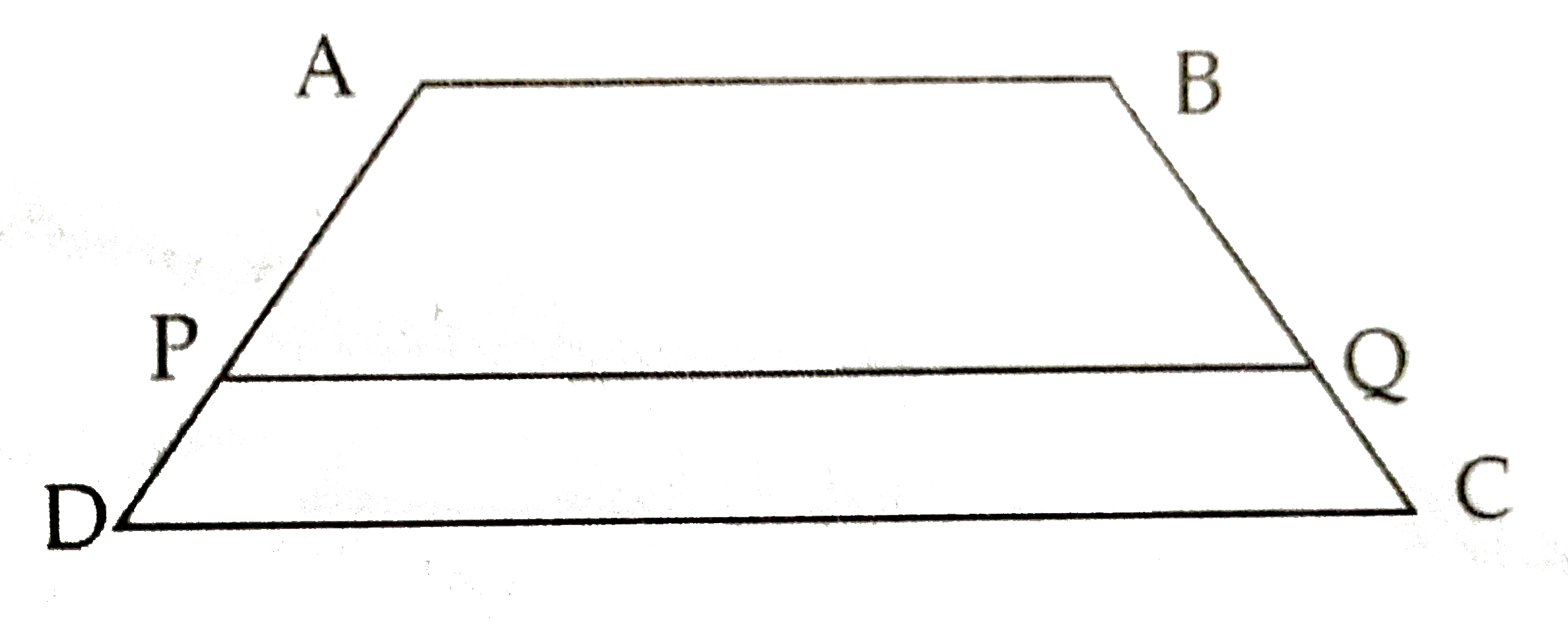 In trapezium ABCD ,side AB||sidePQ||sideDC.  AP=15, PD= 12, QC =14. Find BQ.