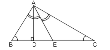 In the figure AE is the bisector of angleA,AD bot BC . Show that 2(angleADE-angleEAC)=angleB+angleC