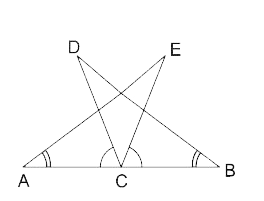 In the given figure , C is the midpoint of AB, if angle DCA = angle ECB and angle DBC = angle EAC , Prove that DC = EC and BD = AE